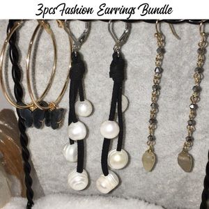 3pcs Fashion Earrings Bundle Acrylic Butterfly Hoops Pearl Dangle Drop